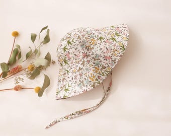 Liberty Print Wide Brim Sun Hat, Adjustable Summer Kids Hat, ELYSIAN DAY Liberty Fabric