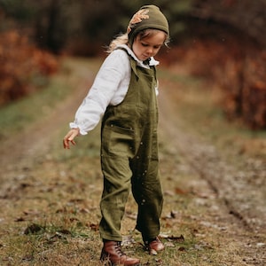 Kids Linen Dungarees Color Forest image 2