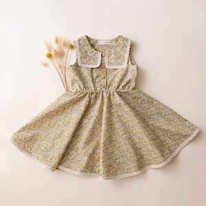 Girl Square Collar Dress with Lace in Betsy Ann Liberty Fabric