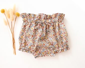 Braguitas Liberty con volantes florales para niña en algodón Tana Lawn - Cubrepañales y pantalones cortos con estampado Liberty