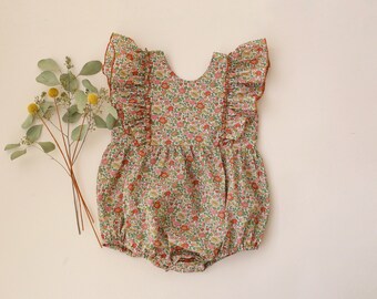 Baby Girl Ruffled Front Bubble Playsuit in Theresa Liberty Fabric