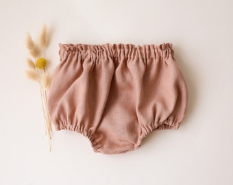 Baby Girl Linen Bloomers | Color Clay