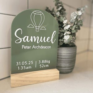 Personalised Birth Details Acrylic Arch Frame - Newborn Baby Announcement - Nursery Decor - Newborn Keepsake - New Baby Gift