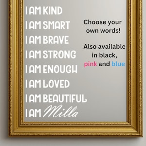 Personalised Kids Mirror Affirmation Sticker | Custom Name Decal | I Am Affirmation | Vinyl Sticker Decal | Classroom Affirmations
