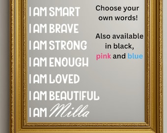 Personalised Kids Mirror Affirmation Sticker | Custom Name Decal | I Am Affirmation | Vinyl Sticker Decal | Classroom Affirmations