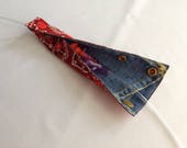 Feeding Tube Cover, Reversible, G-tube connection cover, Button Tube Access Cover with Plastic Snaps, Blue Jean, Red Bandana