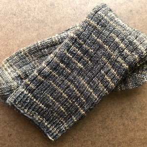 Brown Hand Knit Wool Socks; Men Shoe Size 6-9; Ladies Shoe Size 8-10.5W