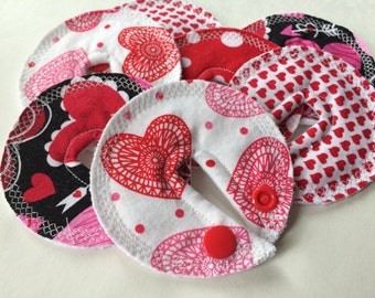 Feeding tube pads, Set of SEVEN, bamboo, cotton, G tube, J tube, GJ tube, button buddy, PEG tube, medical supply, heart, love, Valentine