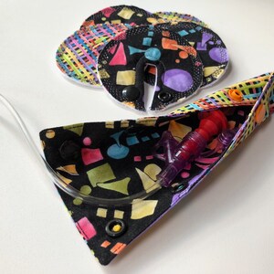 Feeding tube pads/cover, Set of 5 pads and 1 reversible tube cover, Geometric Shapes, Plaid, G tube, J tube, GJ tube, PEG tube dressing pads