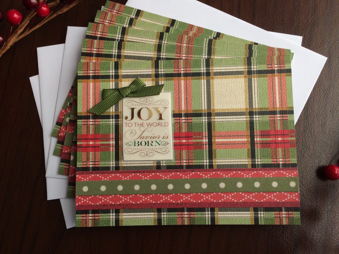 Christmas Cards Set of 5 Holiday Stationery Holiday Plaid Etsy