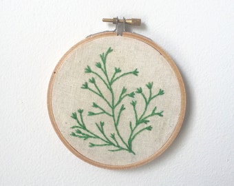 Botanical Embroidery Green Leaves Vine 4 Inch Hoop