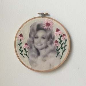 Embroidered Dolly Inspired Hoop Pink Flowers