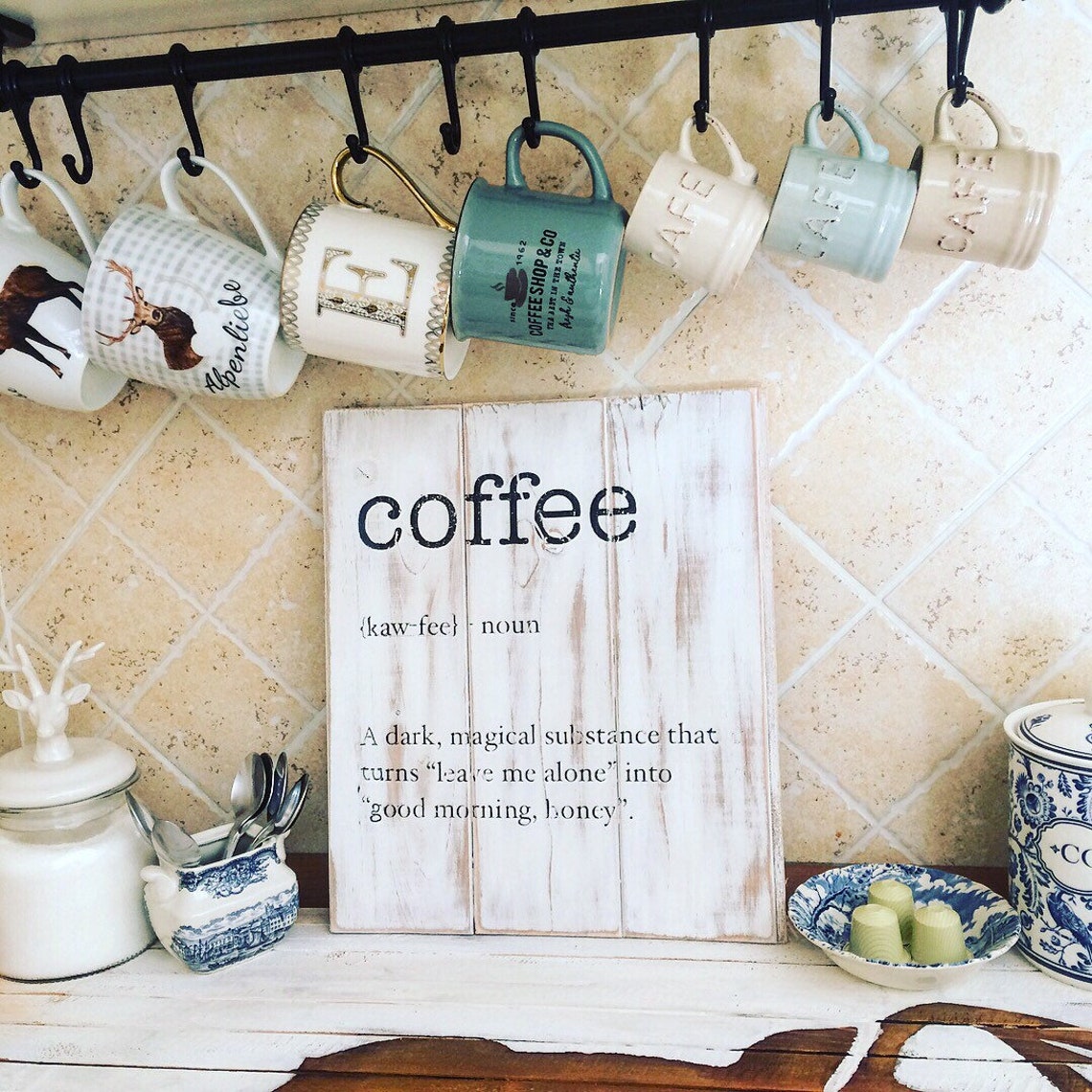 Wood sign home dècor Coffee coffee station made Etsy