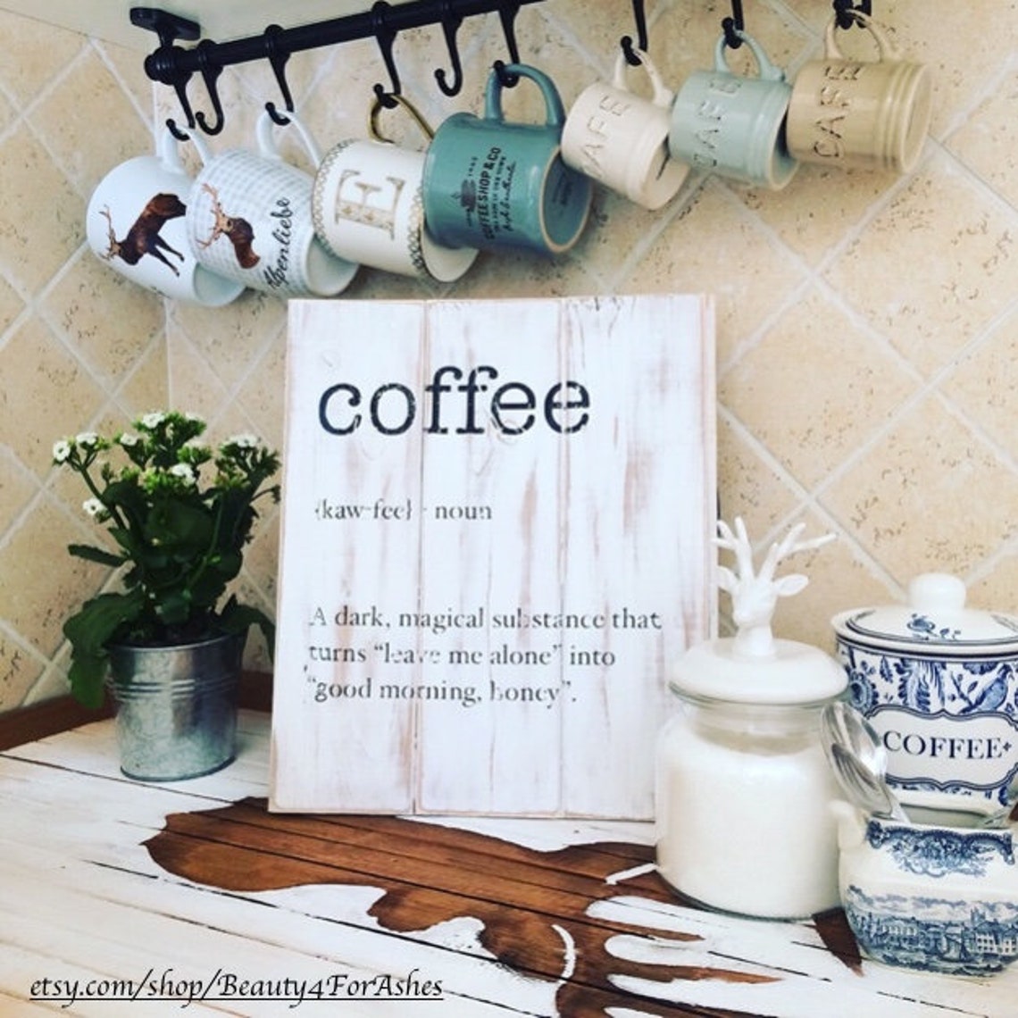Wood sign home dècor Coffee coffee station made Etsy