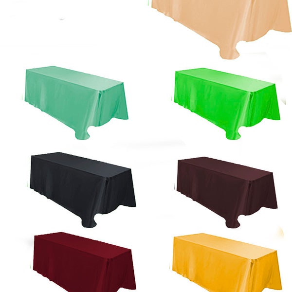Ks Linens 96x108 inch Rectangular Satin Tablecloth - Multiple Colors Available - Ideal for 36"W x 4'L Rectangular Tables