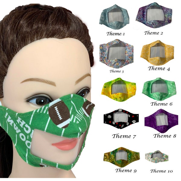 Clear window mask for speech therapists & hearing impaired. deaf size adult and kid