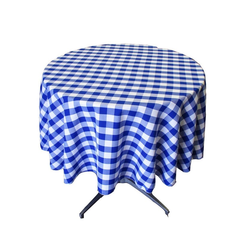 Round Checkered Tablecloth 54 Inches. Linen Tablecloth for Etsy