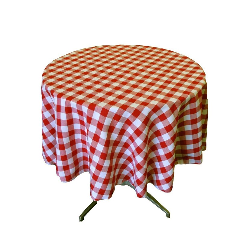 Round Checkered Tablecloth 54 Inches. Linen Tablecloth for Etsy