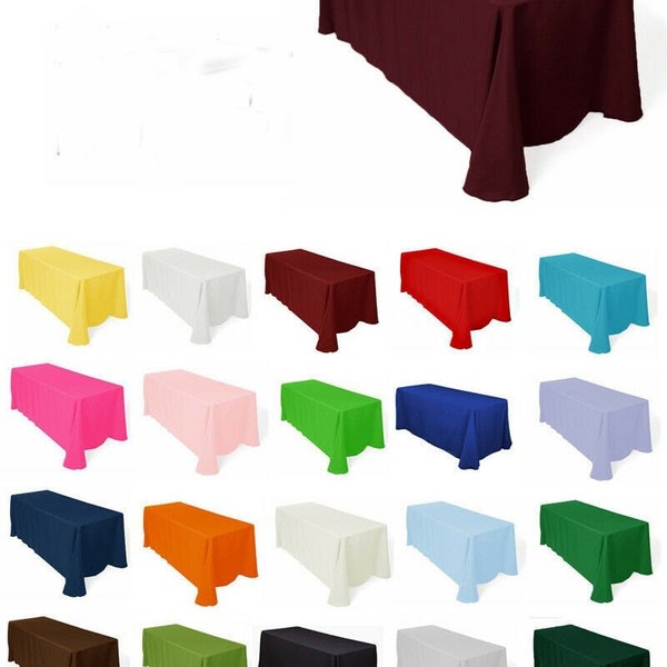 Ks Linens 96x132 inch Rectangular Polyester Tablecloth - Multiple Colors Available - Ideal for 36"W x 6'L Rectangular Tables