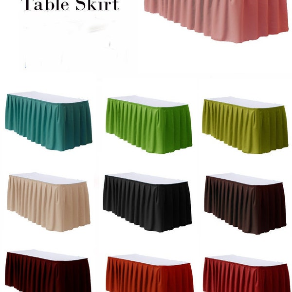 17',  33', 38'  lineal 36' high polyester table skirt (multiple colors)