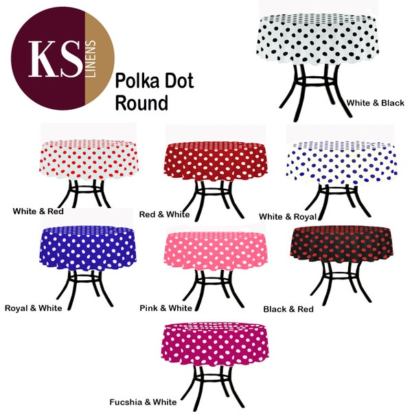 Polka dot small round tablecloth (multiple sizes available)