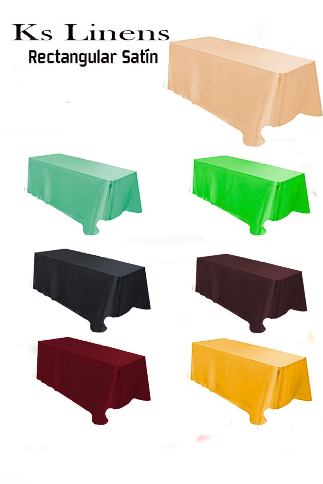 Ks Linens 90x132 Inch Rectangular Satin Tablecloth Multiple Colors ...