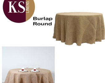 Round jute burlap tablecloth. multiple size 72', 83', 90', 96', 108', 120' . rustic decoration, wedding, birthday party hawaii, farm party