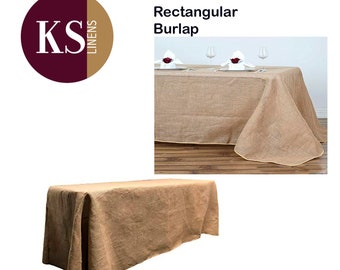 Rectangular burlap tablecloth 72x90, 90x132, 90x156, 112x232 . rustic decoration, (multiple sizes)