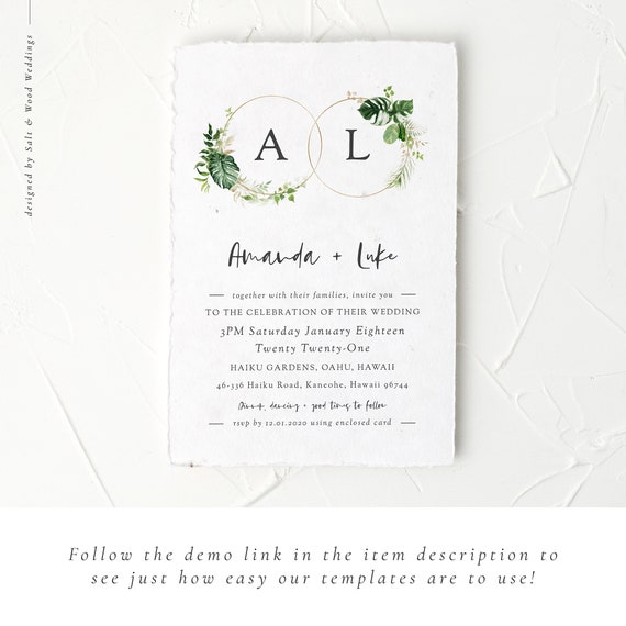 Tropical Wedding Invitation Destination Wedding Beach Etsy