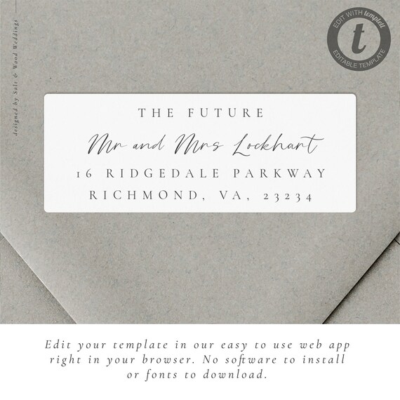 Elegant Return Address Labels for Wedding Envelopes 1 Etsy