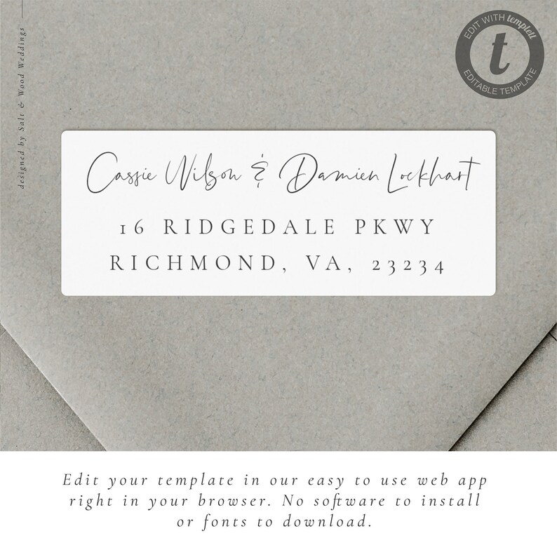 Elegant Return Address Labels for Wedding Envelopes 1 Etsy
