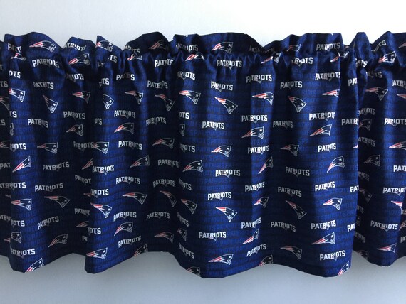 New England Patriots On Navy Mini Pattern Football Sports Handmade Curtain Valance 55 X 13