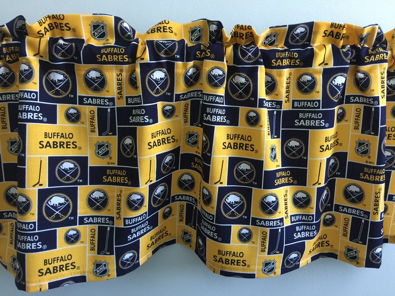 Buffalo Sabres Gold and Blue Hockey Handmade Curtain Valance 41 x 13