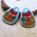 Charm Pair, Paint effect, earring pair, Bead Set, Bead pair, Hand painted, green, blue, JuJo, Jo Pohl, Hand painted enamel, enamel effect