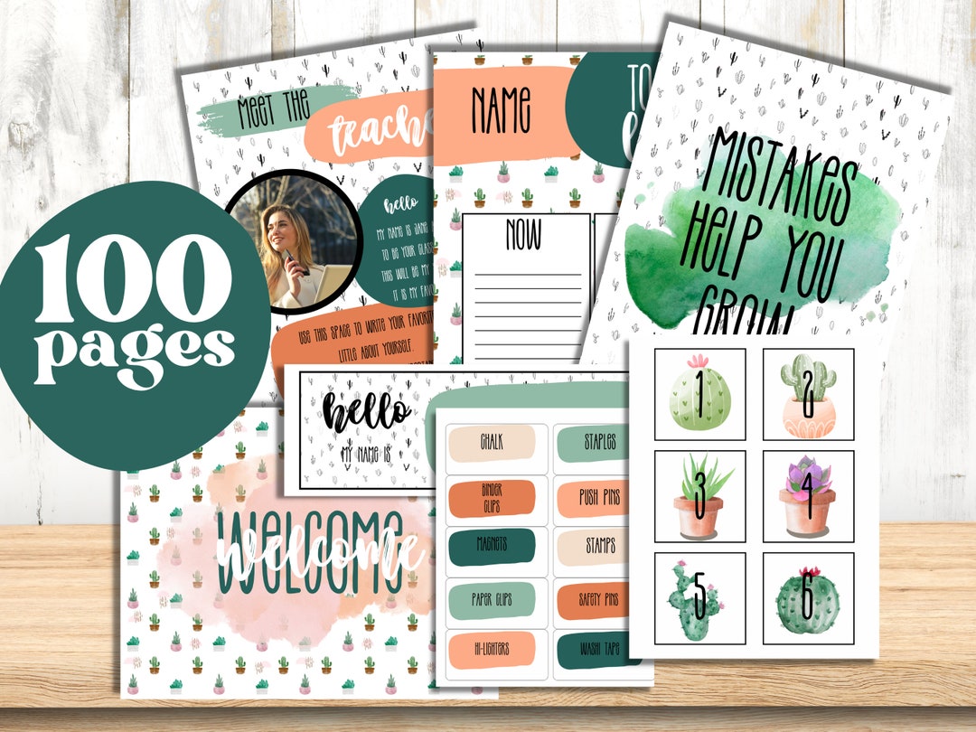 BOHO Cactus Classroom Decor Bundle Cactus Classroom Bundle Editable Neutral Classroom Decor