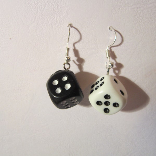 Roll with Style --Black & White Dice Earrings