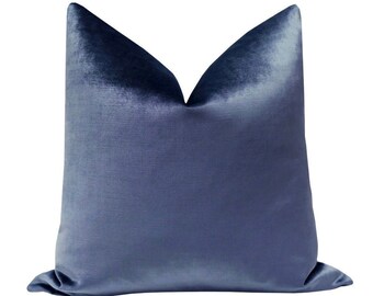 Faux Silk Velvet // Prussian Blue Pillow  | blue throw pillow | velvet pillow | navy blue velvet pillow |