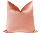 Faux Silk Velvet Coral Pillow COVER ONLY peach velvet pillow salmon velvet throw pillow silk pillow
