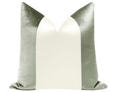 PANEL Colorblock Faux Silk Velvet Pistachio Alabaster Silk velvet silk throw pillow green velvet pillow designer pillow