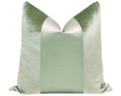 PANEL Monochromatic Faux Silk Velvet Pistachio color block velvet silk throw pillow green velvet pillow designer pillow