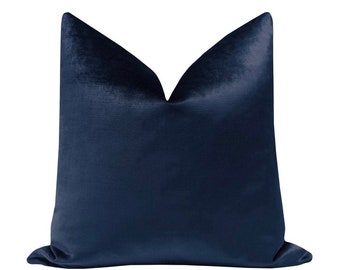 Faux Silk Velvet // Navy Blue Pillow  | dark blue velvet pillow | blue pillow | dark blue throw pillow |