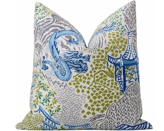 Pagoda Linen Print // Chartreuse Pillow | chinois print |  cotton pillow | chartreuse |