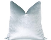 Faux Silk Velvet Spa Blue Pillow COVER ONLY pale blue velvet pillow pale blue throw pillow light blue velvet pillow