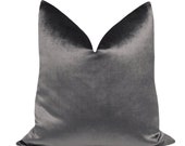Faux Silk Velvet Graphite Pillow COVER ONLY metal grey velvet pillow platinum grey pillow dark grey throw pillow silk pillow