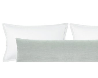 The XL Lumbar : Strie Velvet // Cloud | velvet pillow | designer pillow | grey body pillow |