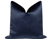Faux Silk Velvet Navy Blue Pillow COVER ONLY dark blue velvet pillow blue pillow dark blue throw pillow blue velvet pillow