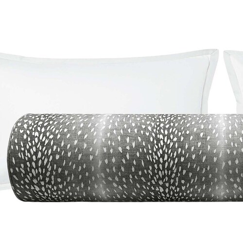 The Bolster Antelope Linen Print // Grey Bolster Pillow Etsy