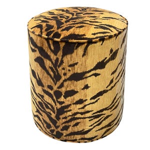The Tight Round Ottoman : Bengal Velvet // Sand | round stool | upholstered ottoman | upholstered stool |