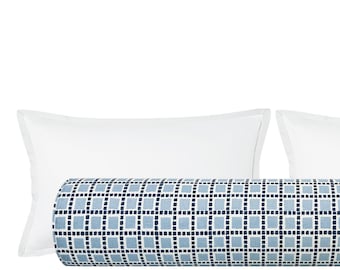 The Bolster : Tiles Print // Powder Blue | blue | squares | roll pillow