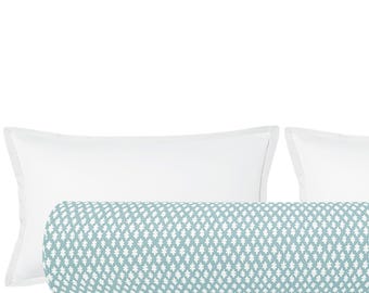 The Bolster : Tilly Print // Spa Blue | bolster pillow | roll pillow | bedroom decor |